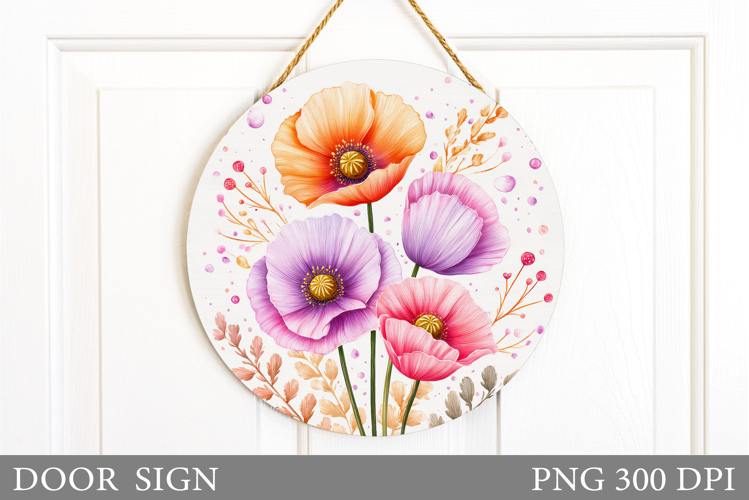 Flowers Door Sign Design. Floral Door Sign Sublimation