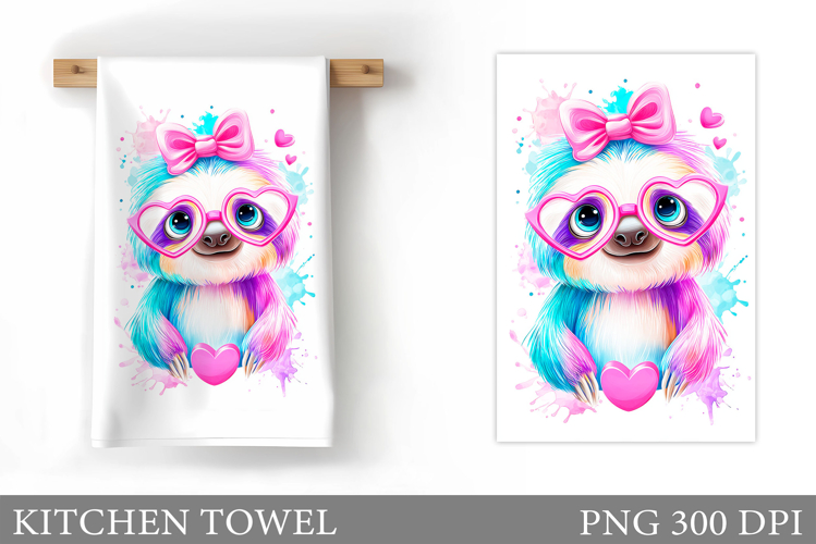 Cute Sloth Kitchen Towel Design. Cute Sloth Sublimation