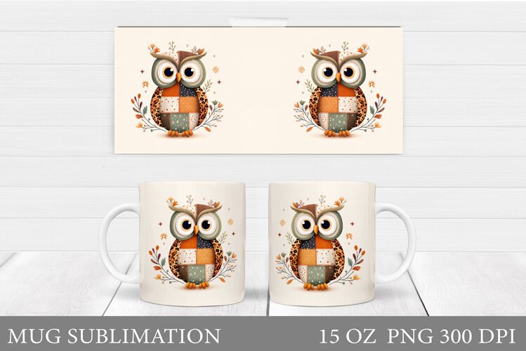 Owl Mug Sublimation. Owl Mug Wrap Design example image 1