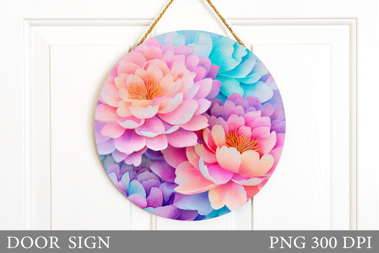 Floral Door Sign Sublimation. Flowers Door Sign Design