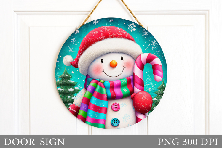 Cute Snowman Door Sign Design. Christmas Sublimation