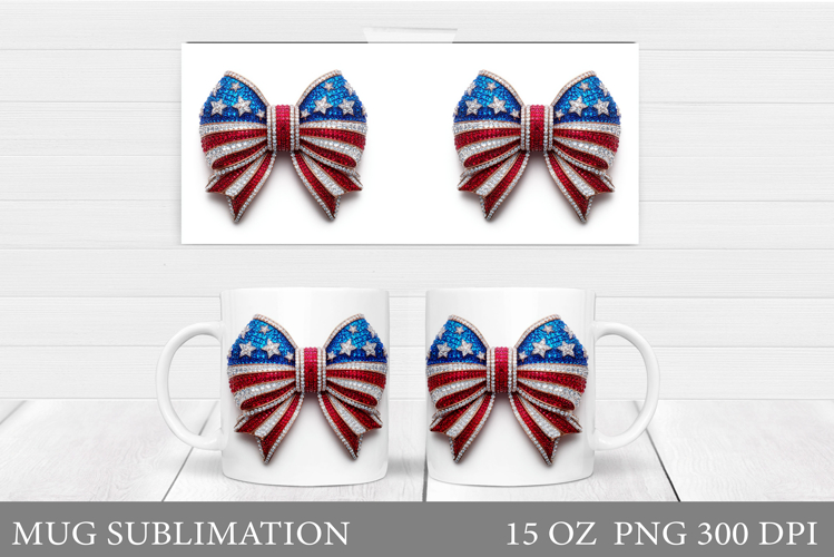 Patriotic Bow Mug Design. Patriotic Mug Sublimation