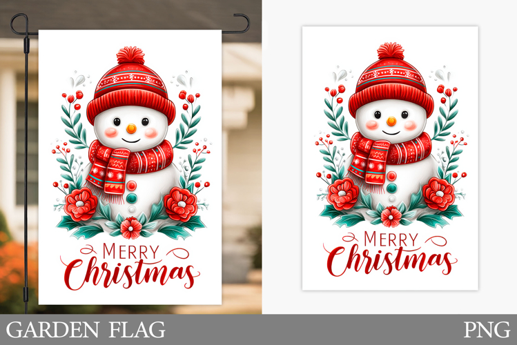 Snowman Garden Flag. Christmas Garden Flag Sublimation