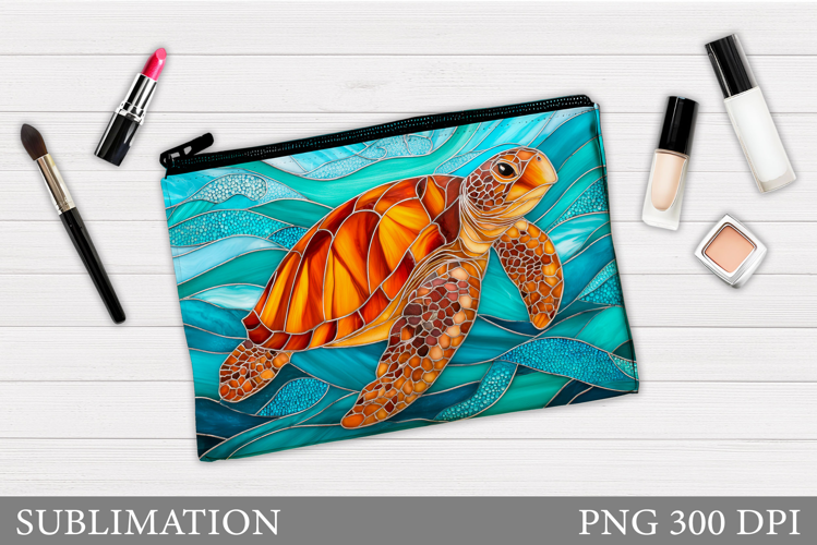 Turtle Cosmetics Bag Design. Sea Turtle Makeup Pouch