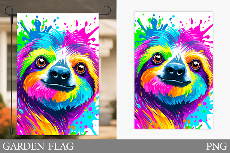Cute Sloth Garden Flag Design. Cute Sloth Sublimation
