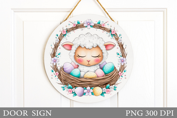 Easter Lamb Door Sign Design. Easter Door Sign Sublimation