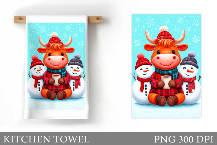 Christmas Cow Kitchen Towel Design. Christmas Kitchen Towel