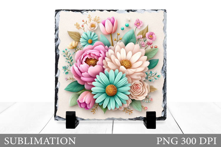 Flowers Slate Sublimation. Floral Sublimation