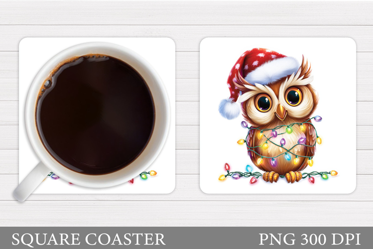 Christmas Owl Coaster Design. Christmas Coaster Sublimation