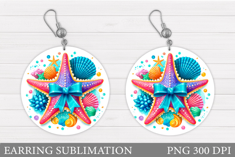 Starfish Earring Design. Sea Earring Sublimation