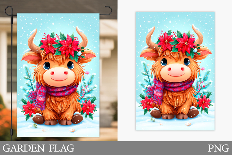 Christmas Cow Garden Flag. Christmas Garden Flag Sublimation