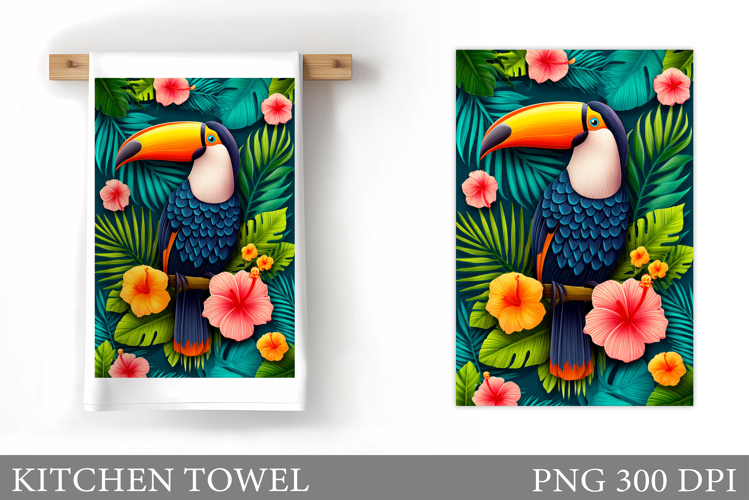 Toucan Kitchen Towel. Tropical Kitchen Towel Sublimation