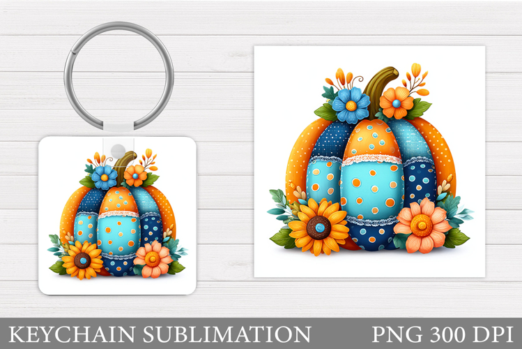 Patchwork Pumpkin Keychain. Pumpkin Keychain Design