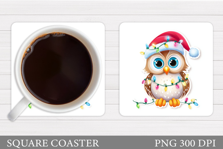 Christmas Owl Coaster Design. Christmas Coaster Sublimation