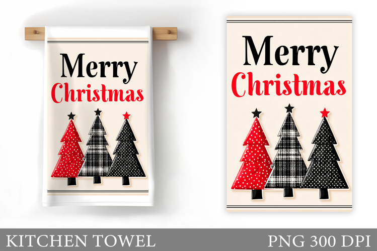 Christmas Tree Kitchen Towel. Christmas Deer Kitchen Towel
