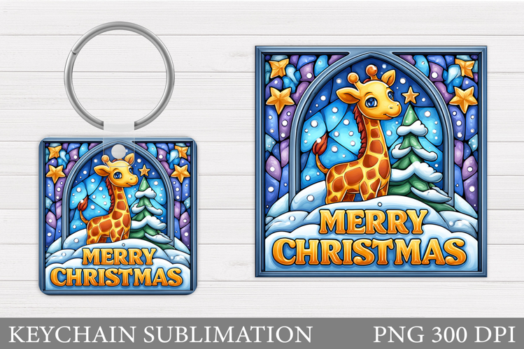 Christmas Giraffe Keychain. Christmas Keychain Sublimation
