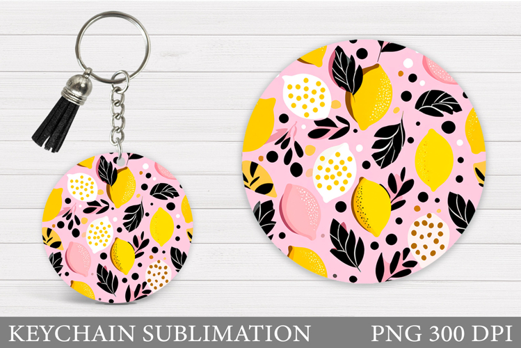 Lemons Keychain Sublimation. Lemons Keychain Design