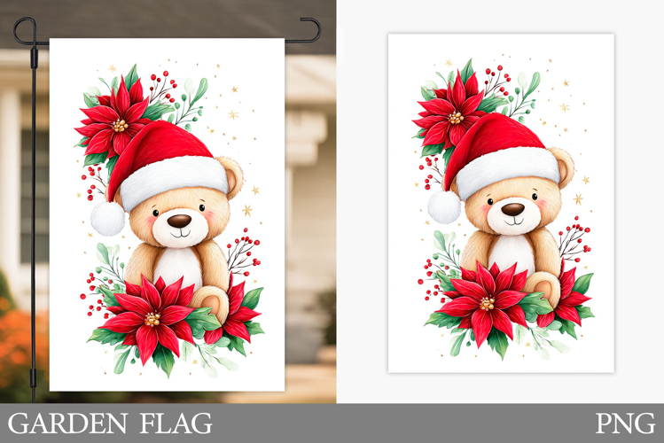 Christmas Bear Garden Flag. Christmas Garden Flag Design