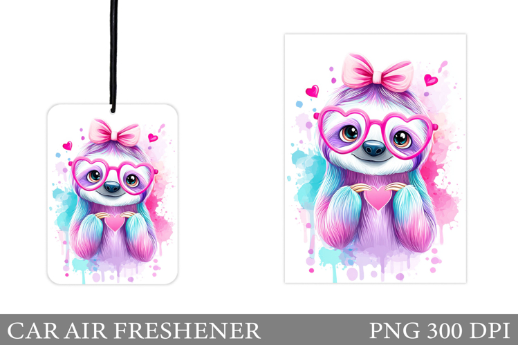 Sloth Car Air Freshener Design. Cute Sloth Sublimation