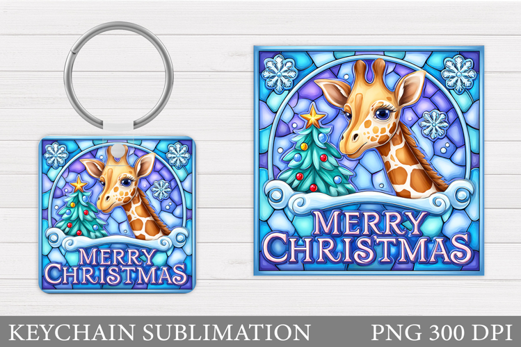 Christmas Giraffe Keychain. Christmas Keychain Sublimation