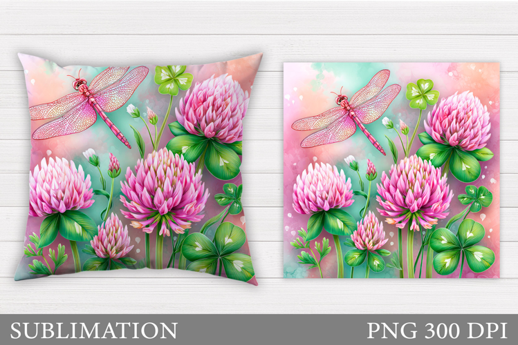 Dragonfly Sublimation. Dragonfly Flowers Pillow Design