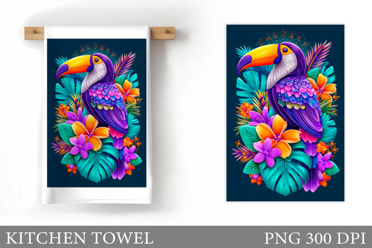 Toucan Kitchen Towel. Tropical Kitchen Towel Sublimation