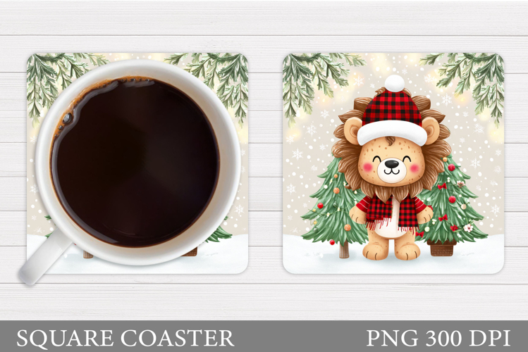 Christmas Lion Coaster Design. Christmas Coaster Sublimation