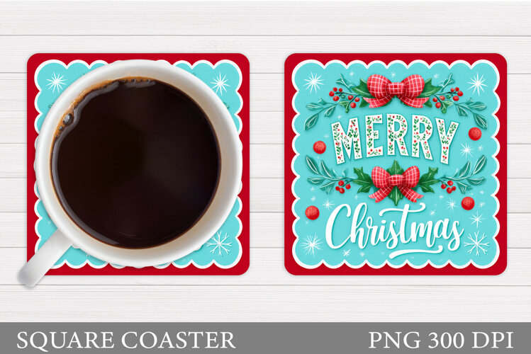 Merry Christmas Coaster. Christmas Coaster Design example image 1