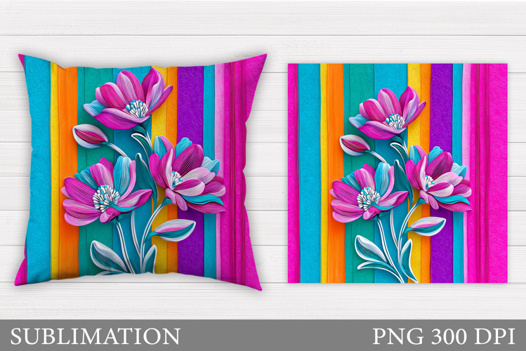 Floral Pillow Sublimation. Flowers Sublimation