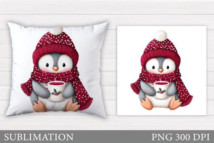 Christmas Penguin Pillow. Christmas Pillow Sublimation example image 1