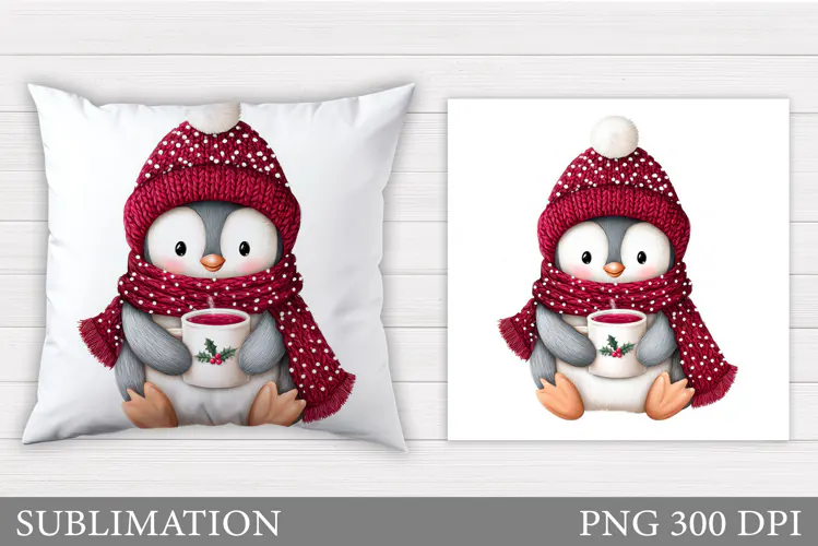 Christmas Penguin Pillow. Christmas Pillow Sublimation