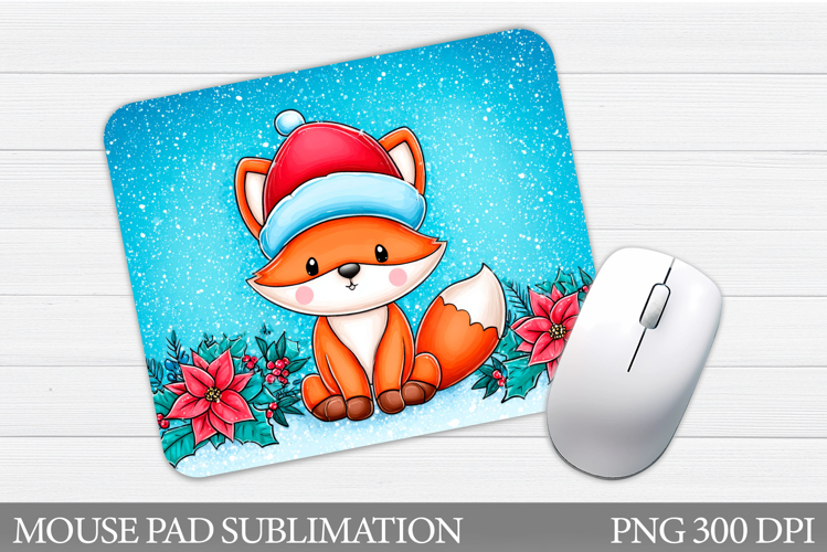 Christmas Fox Mouse Pad. Christmas Mouse Pad Sublimation