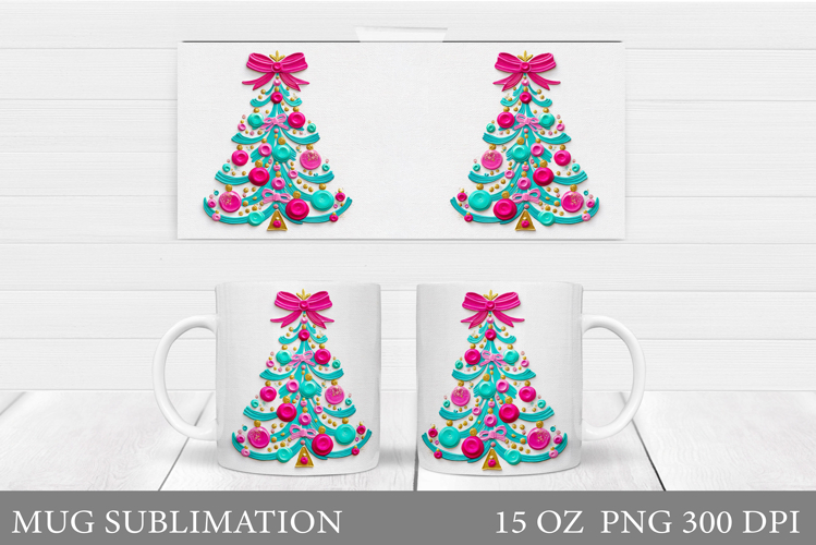 Christmas Tree Mug Design. Christmas Tree Sublimation