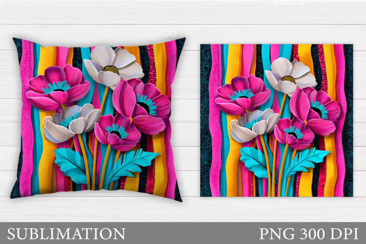 Flowers Pillow Design. Floral Pillow Sublimation