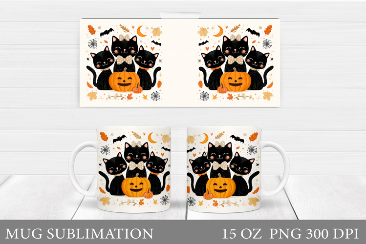 Halloween Cat Mug Design. Halloween Mug Sublimation