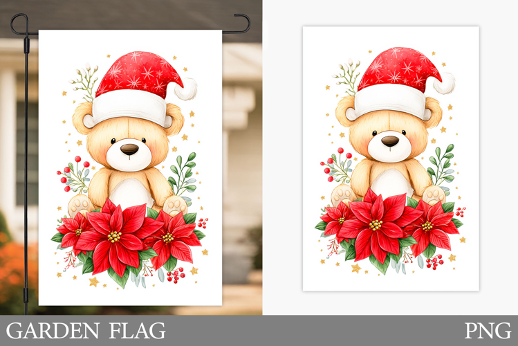 Christmas Bear Garden Flag. Christmas Garden Flag Design