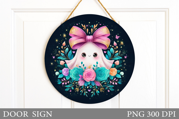 Cute Ghost Door Sign Design. Halloween Door Sign Sublimation