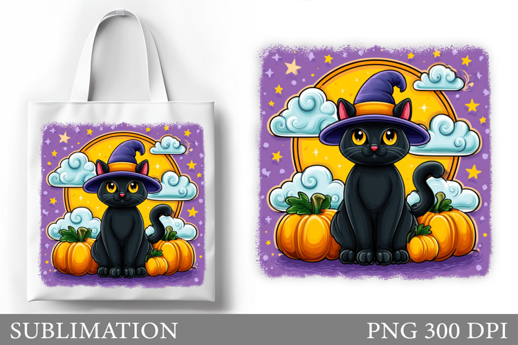 Cute Cat Sublimation. Halloween Cat Tote Bag Sublimation