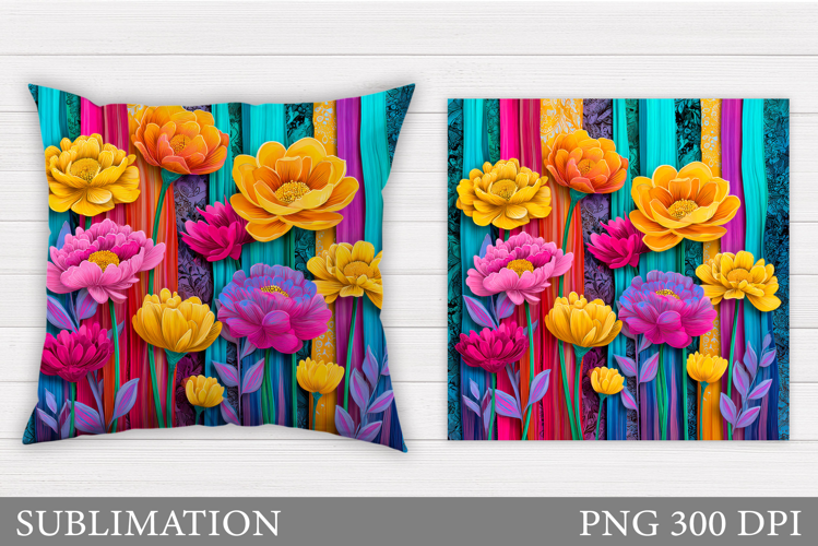 Floral Pillow Sublimation. Flowers Sublimation
