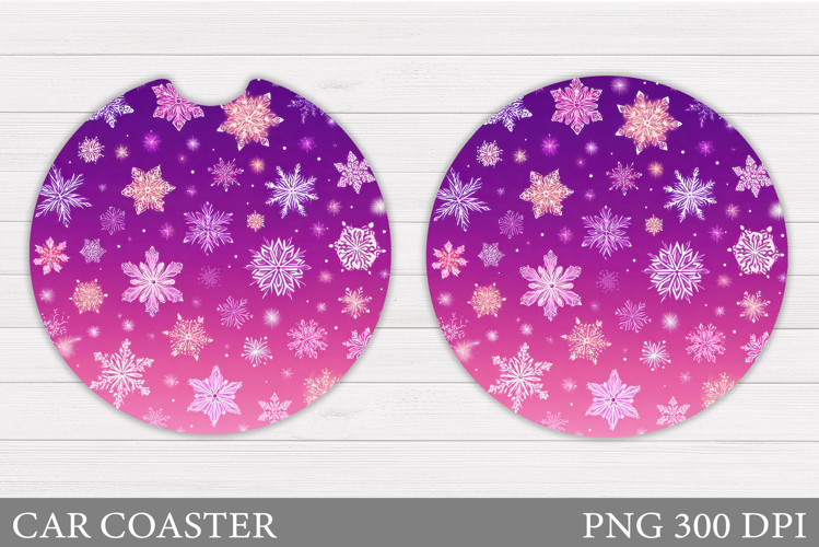 Snowflakes Car Coaster Design. Christmas Car Coaster