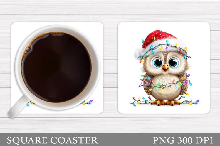 Christmas Owl Coaster Design. Christmas Coaster Sublimation