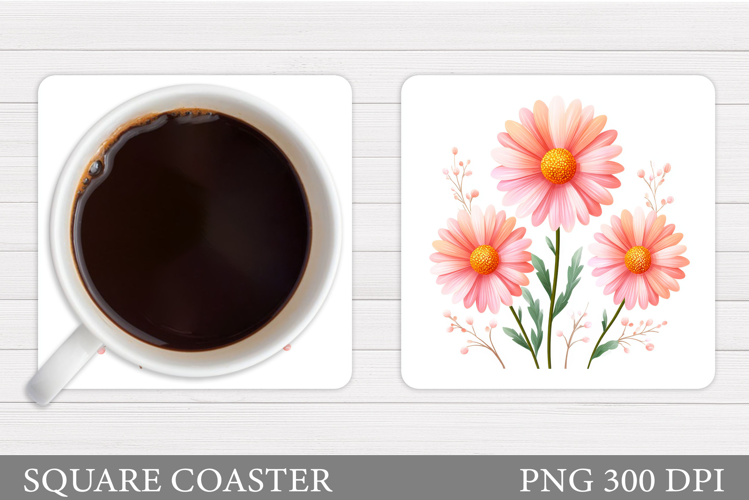 Flowers Coaster Sublimation. Floral Coaster Design
