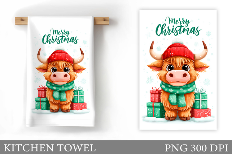 Christmas Cow Kitchen Towel Design. Christmas Kitchen Towel