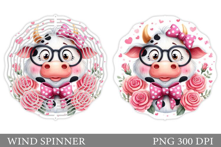 Cute Cow Wind Spinner Design. Cute Cow Sublimation example image 1