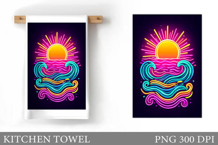 Sun Kitchen Towel Design. Sea Kitchen Towel Sublimation
