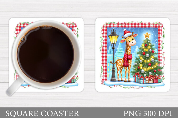Christmas Giraffe Coaster. Christmas Coaster Sublimation example image 1