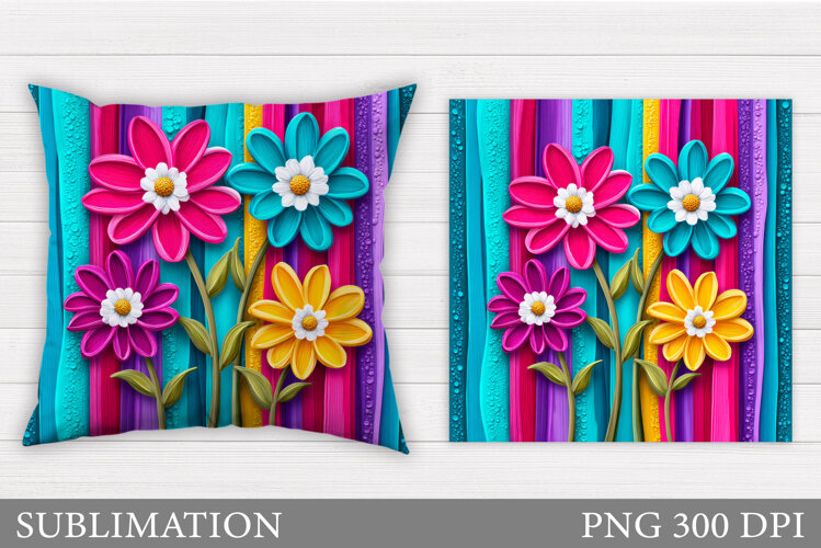 Flowers Pillow Design. Floral Pillow Sublimation example image 1