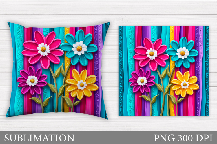 Flowers Pillow Design. Floral Pillow Sublimation