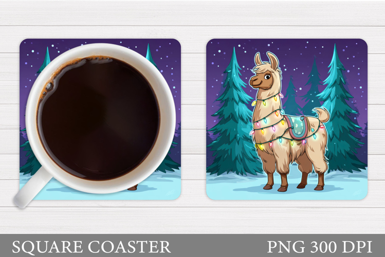 Christmas Lama Coaster Design. Christmas Coaster Sublimation