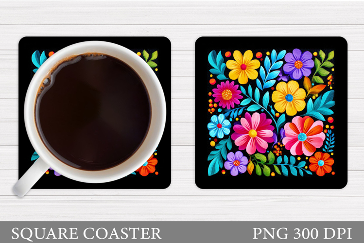 Floral Coaster Design. Flowers Coaster Sublimation